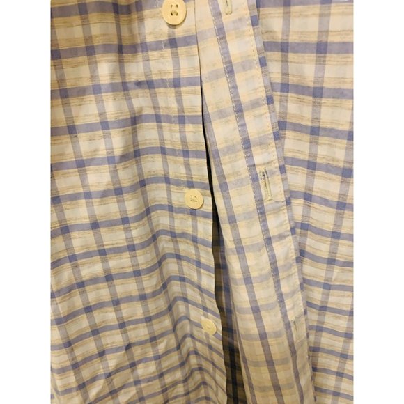 Jeremy Argyle Saratoga Pale Blue and Tan Plaid Cotton Shirt Size M - Picture 4 of 11